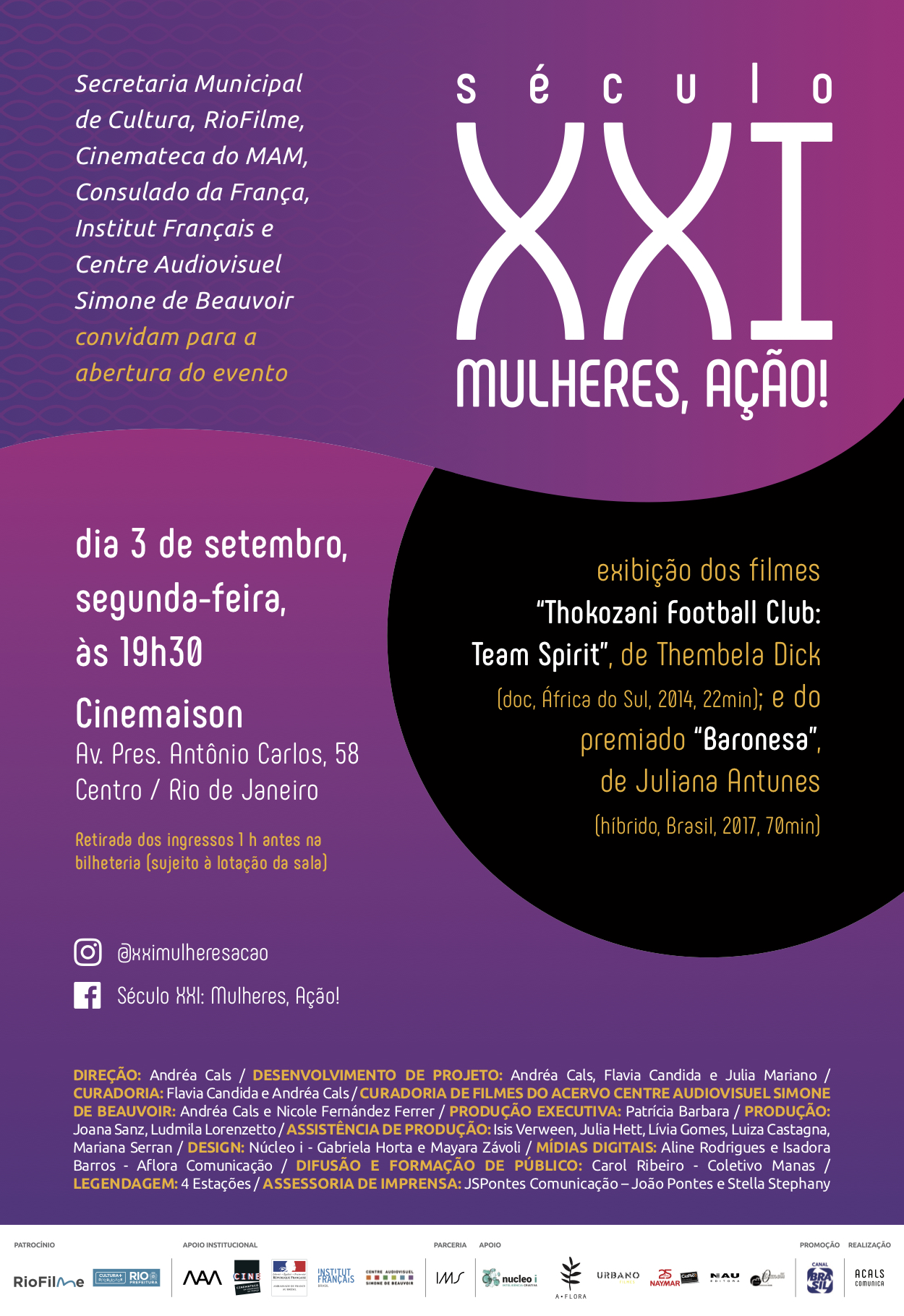 3 au 13 septembre des films du Centre à Rio : première mostra Século XXI, Mulheres Ação! puis à Sao Paulo : festival Les Insoumuses